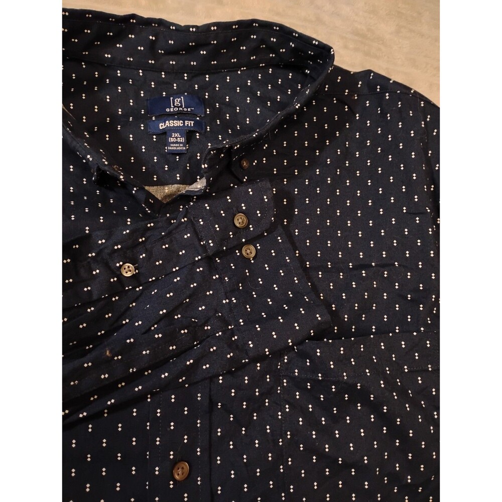 Blue Dot George Long Sleeve Button Up 2XL Classic Fit Preppy Party Event